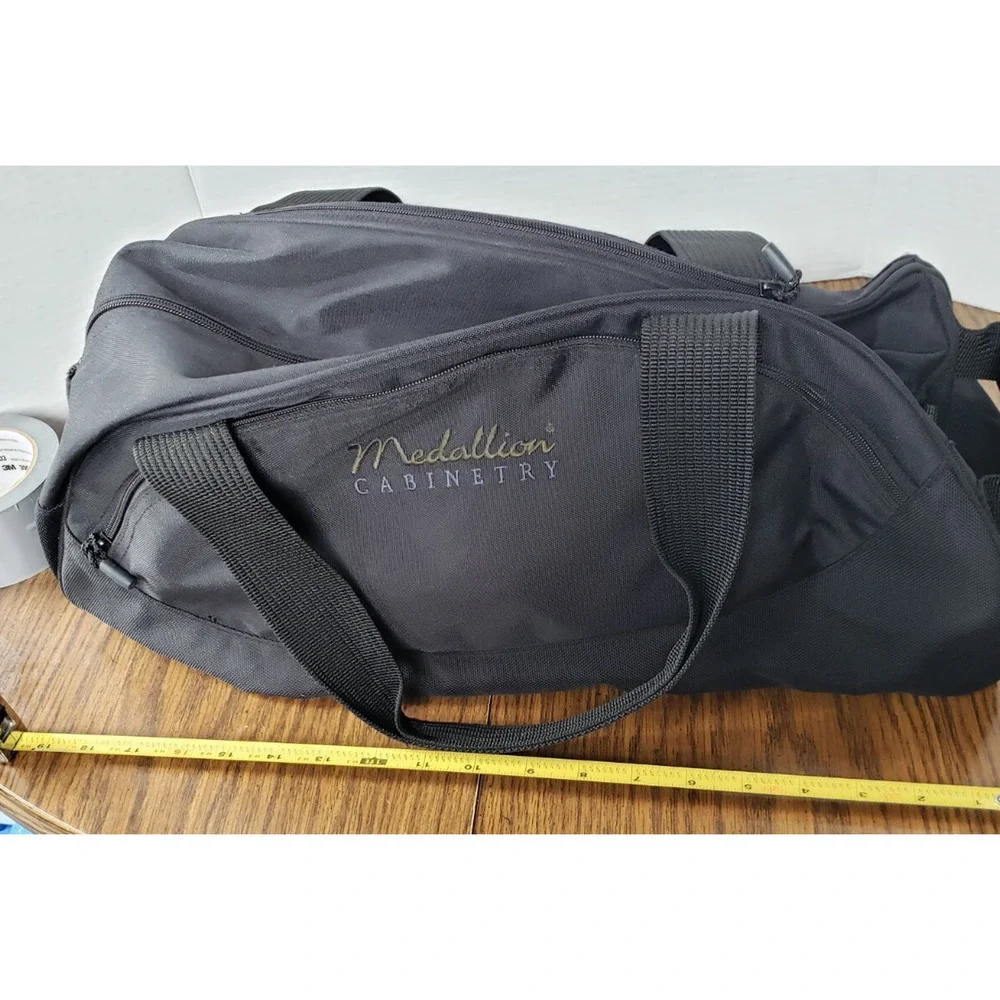 Lands End Medallion Cabinetry Branded Large Handle Black Duffel Bag Gym Bag
